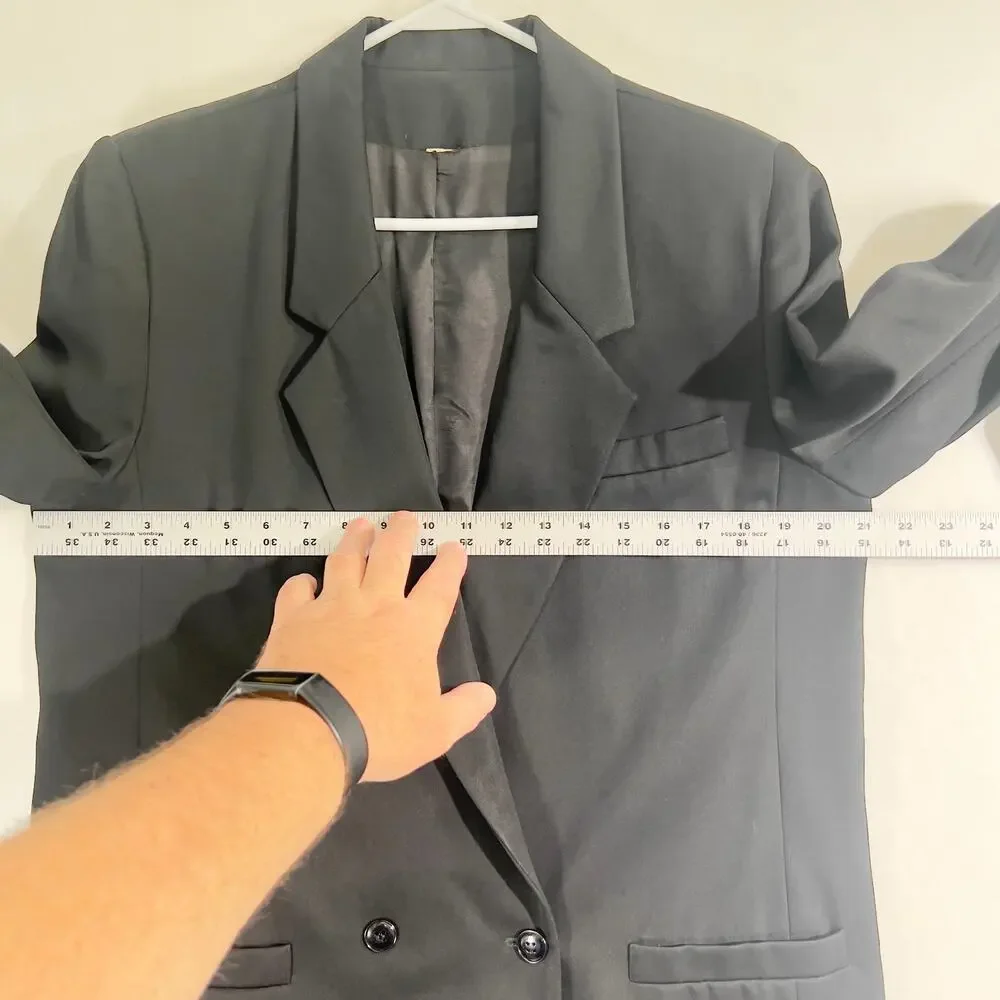 Oleg Cassini Blazer Woman Single Button Double Breasted Full Lined Black Pockets